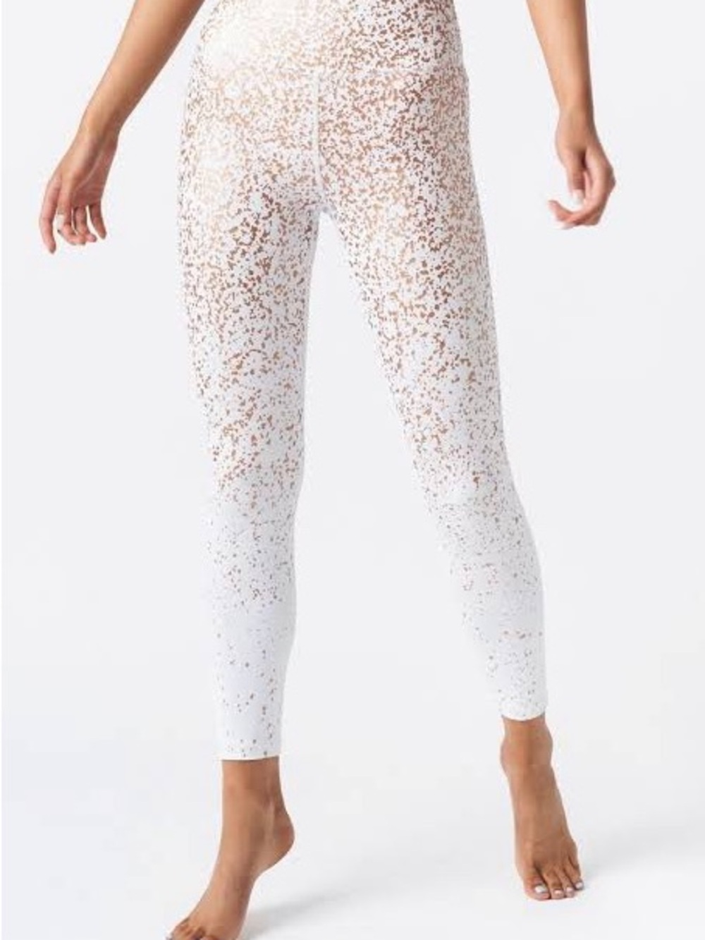 ZYIA White High-Rise Jeggings with Gold Speckle